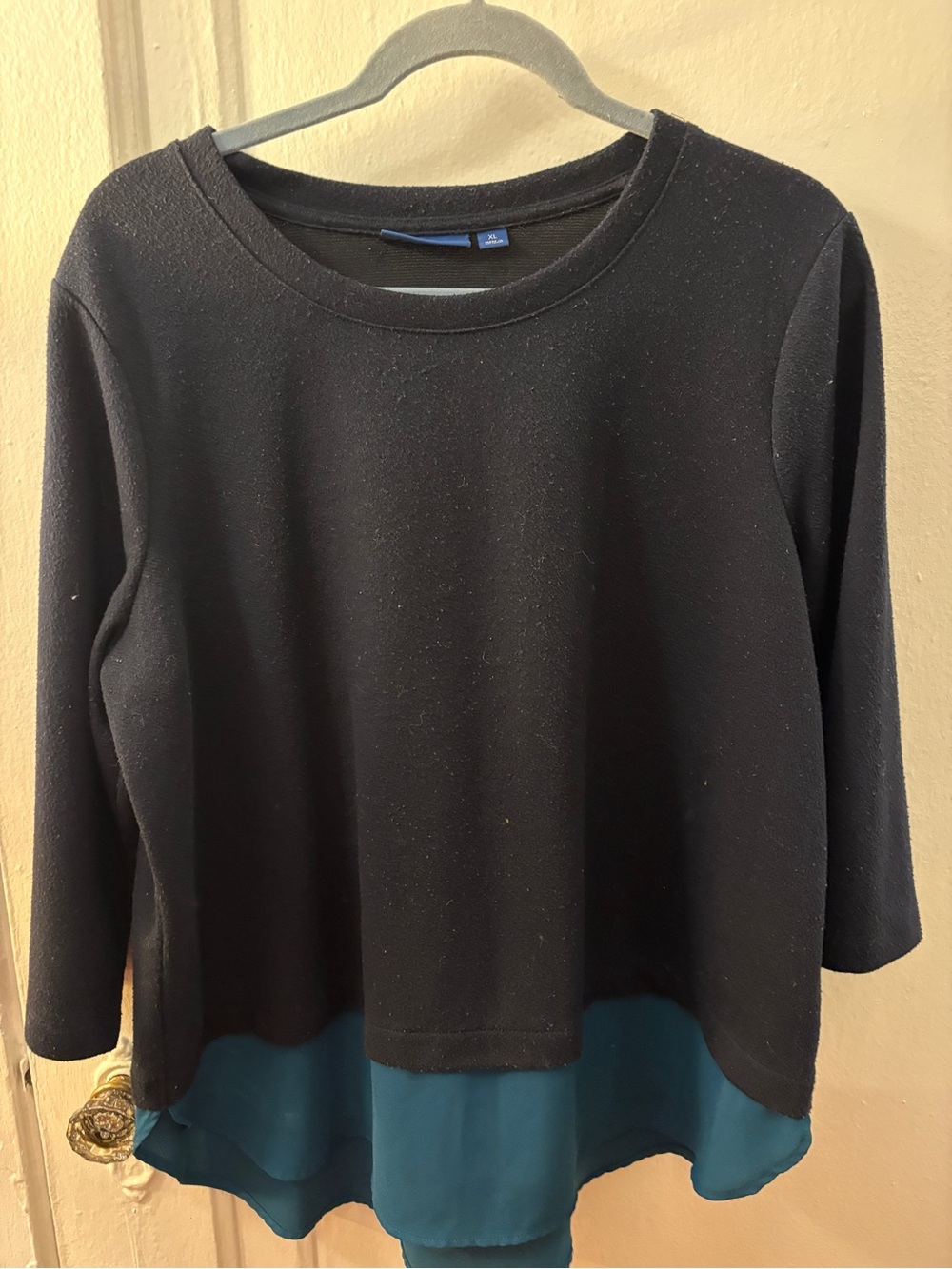 Apt. 9 Black Sweatshirt with Teal Hem